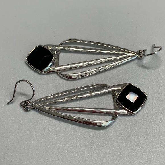 Silpada Vintage Textured Sterling Silver Faceted Onyx MIDNIGHT Earrings - Picture 10 of 11